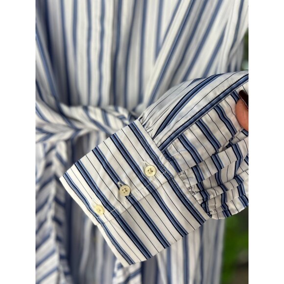 NEW Polo Ralph Lauren 16 Striped Shirtdress White Blue 100% Cotton Shirt Dress - Picture 5 of 14